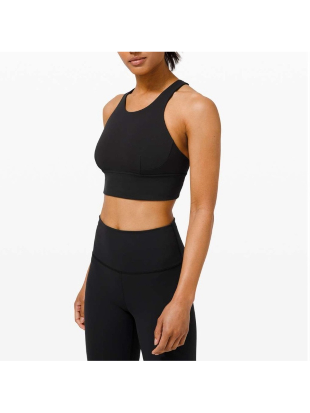 Lululemon Sz 4 Wunder Train Long-Line Bra *Medium Support C/D Cups Black